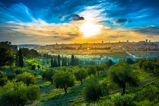 Jerusalem landscape at sunrise